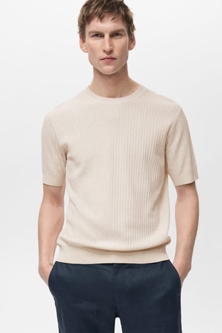 T-shirt rayures texturé - Ivoire