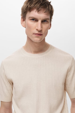 T-shirt rayures texturé - Ivoire