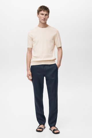 T-shirt rayures texturé - Ivoire