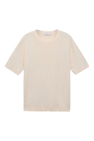 T-shirt rayures texturé - Ivoire