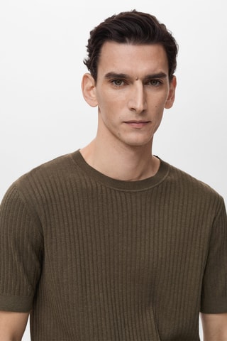 T-shirt rayures texturé - Marron