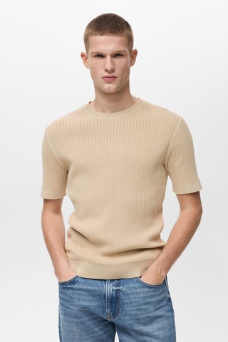 T-shirt maille coton tressé - Ecru