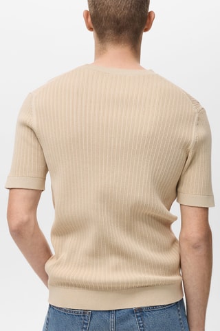 T-shirt maille coton tressé - Ecru