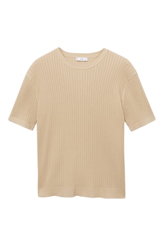 T-shirt maille coton tressé - Ecru