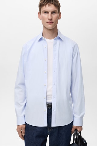Chemise 100 % coton rayures slim-fit - Bleu ciel