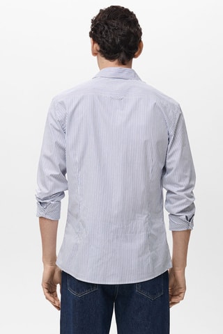 Chemise 100 % coton rayures slim-fit - Bleu