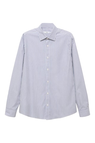 Chemise 100 % coton rayures slim-fit - Bleu