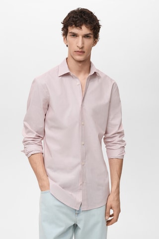 Chemise 100 % coton rayures slim-fit - Rouge