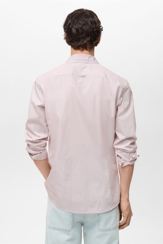 Chemise 100 % coton rayures slim-fit - Rouge