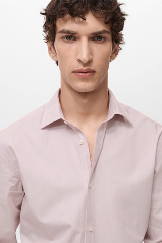 Chemise 100 % coton rayures slim-fit - Rouge