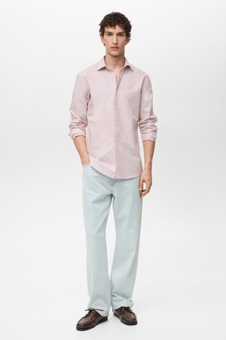 Chemise 100 % coton rayures slim-fit - Rouge