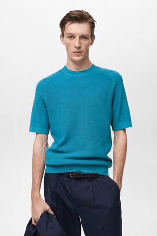 T-shirt en maille fine - Turquoise
