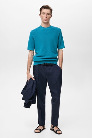 T-shirt en maille fine - Turquoise