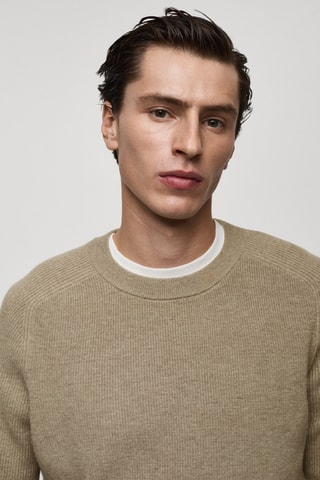 Pull-over laine maille côtelée - Gris