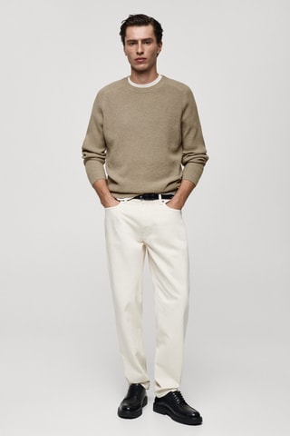 Pull-over laine maille côtelée - Gris