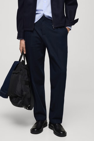 Pantalon pinces straight-fit - Bleu marine