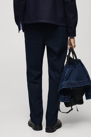 Pantalon pinces straight-fit - Bleu marine