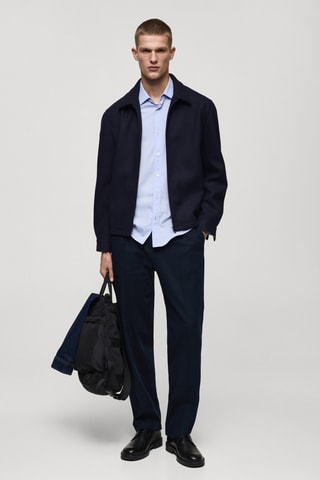 Pantalon pinces straight-fit - Bleu marine