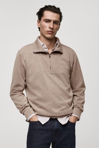 Sweat-shirt regular-fit col zippé - Gris