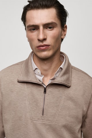 Sweat-shirt regular-fit col zippé - Gris