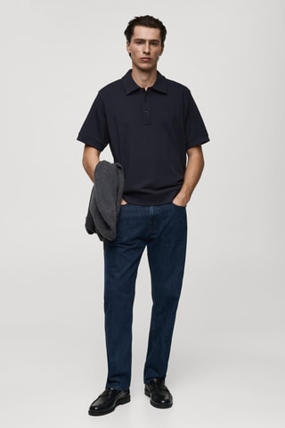 Polo coton regular-fit - Bleu marine