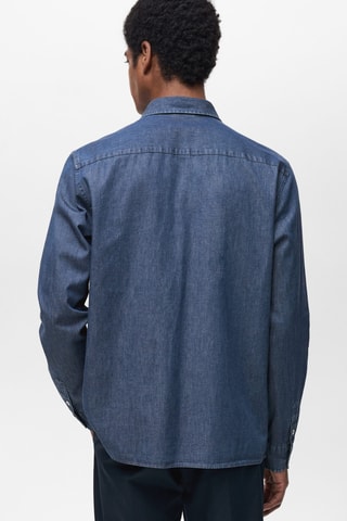 Chemise chambray 100 % coton - Bleu marine
