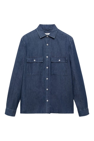 Chemise chambray 100 % coton - Bleu marine