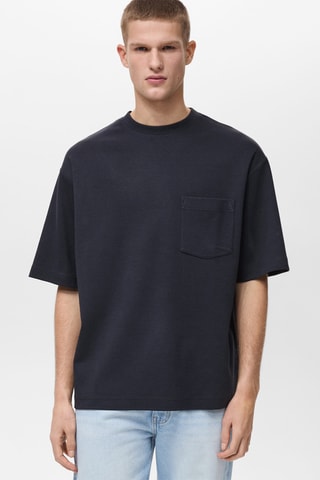 T-shirt oversize coton poche - Bleu marine