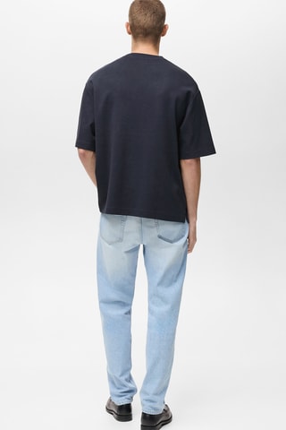 T-shirt oversize coton poche - Bleu marine