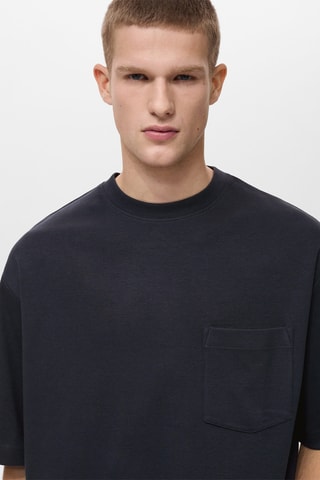 T-shirt oversize coton poche - Bleu marine