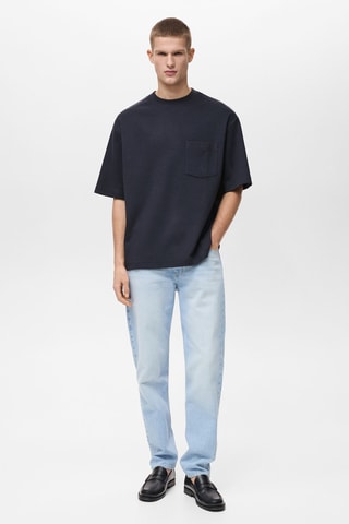 T-shirt oversize coton poche - Bleu marine