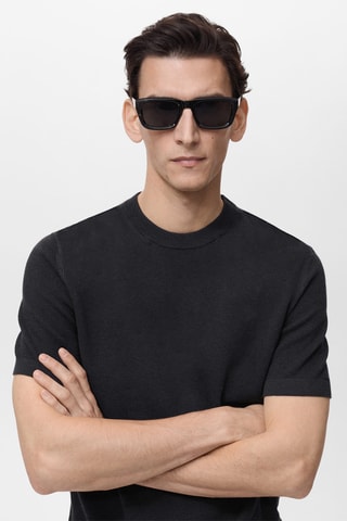 T-shirt maille fine coton - Noir