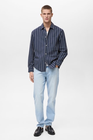 Chemise regular-fit 100 % coton rayures - Bleu marine