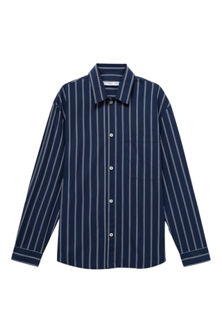 Chemise regular-fit 100 % coton rayures - Bleu marine