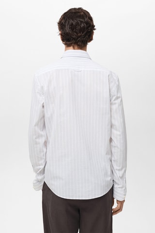Chemise à rayures 100% coton coupe régulière - Blanc