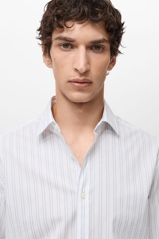Chemise à rayures 100% coton coupe régulière - Blanc