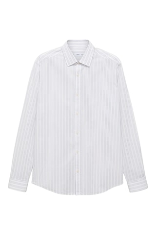 Chemise à rayures 100% coton coupe régulière - Blanc