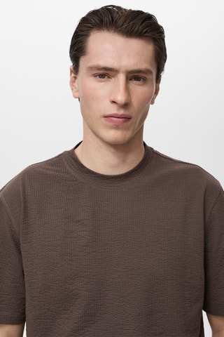 T-shirt coton seersucker - Chocolat