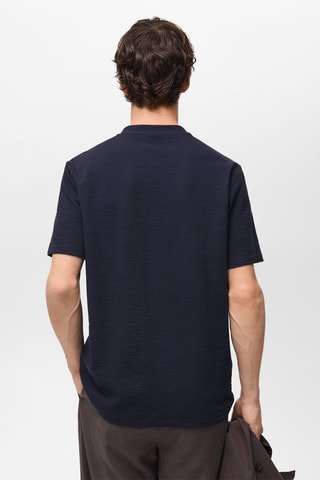 T-shirt coton seersucker - Bleu marine