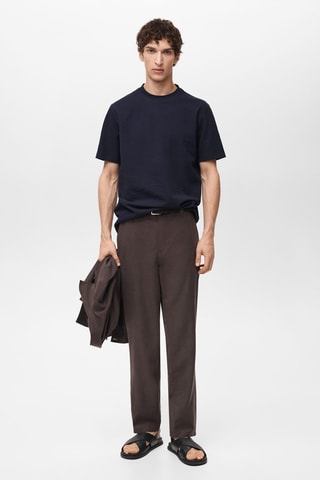 T-shirt coton seersucker - Bleu marine