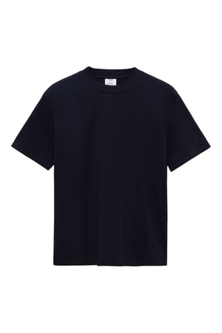 T-shirt coton seersucker - Bleu marine