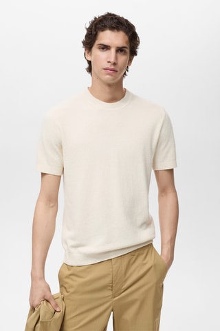 T-shirt maille fine coton - Ivoire