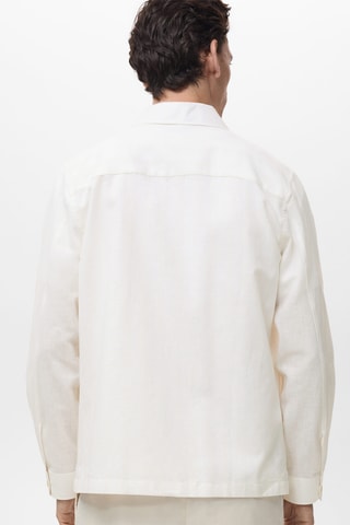 Surchemise lin mélangé poches - Ecru