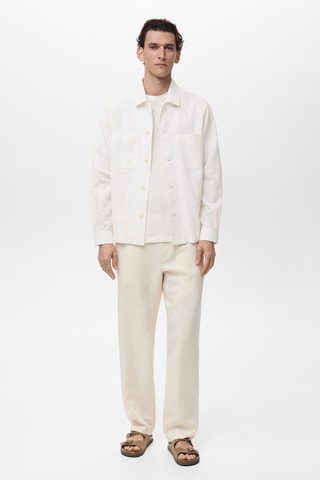 Surchemise lin mélangé poches - Ecru