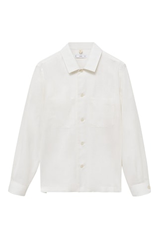 Surchemise lin mélangé poches - Ecru