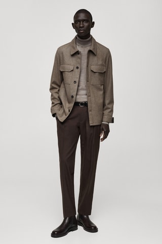 Surchemise laine mélangée flanelle - Marron