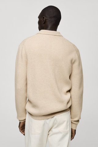 Pull-over polo maille structure - Ecru