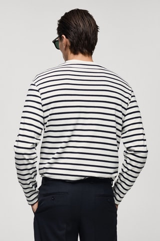 T-shirt 100 % coton rayures - Bleu marine