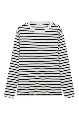 T-shirt 100 % coton rayures - Bleu marine