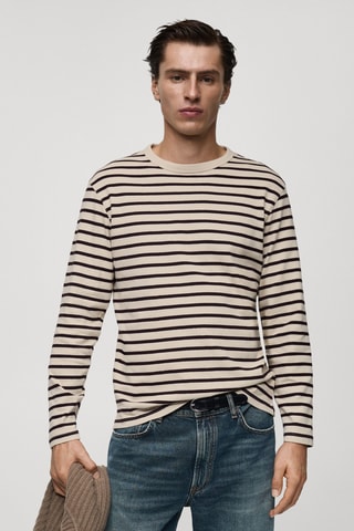 T-shirt 100 % coton rayures - Bordeaux